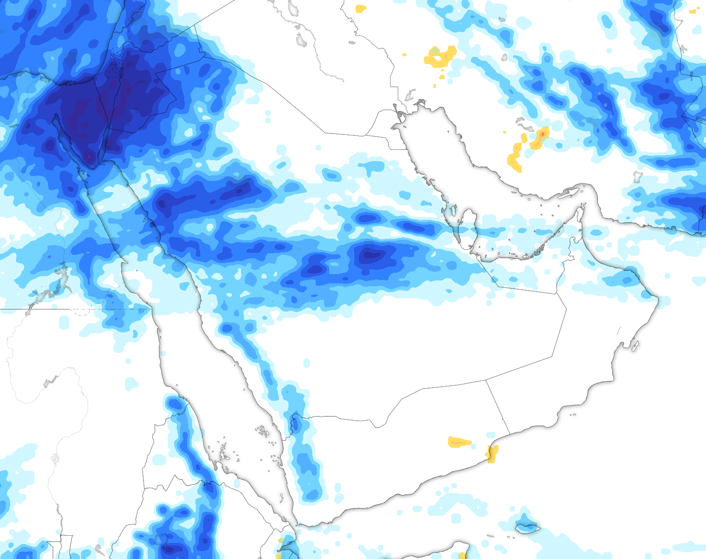 خريطة توقعات الأمطار في السعودية