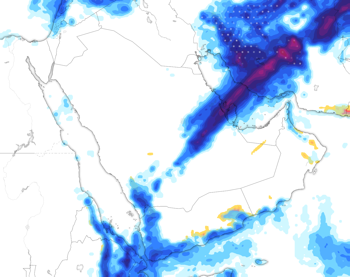 خريطة توقعات الأمطار في السعودية