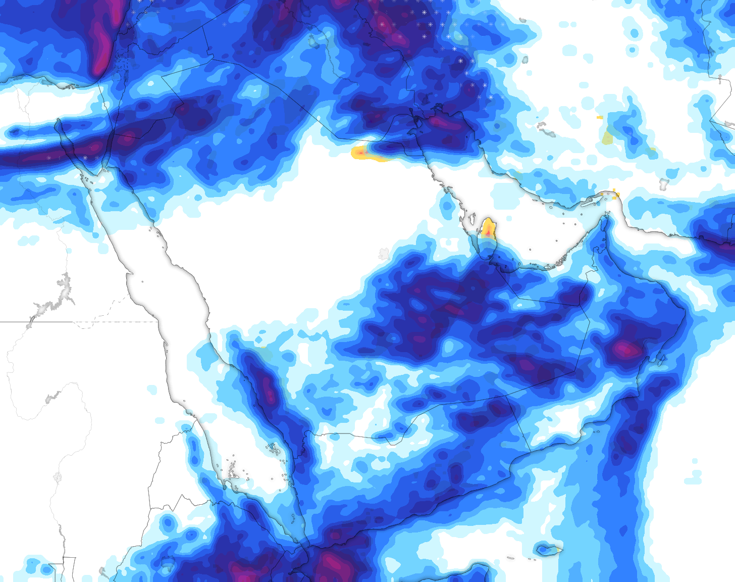 خريطة توقعات الأمطار في السعودية