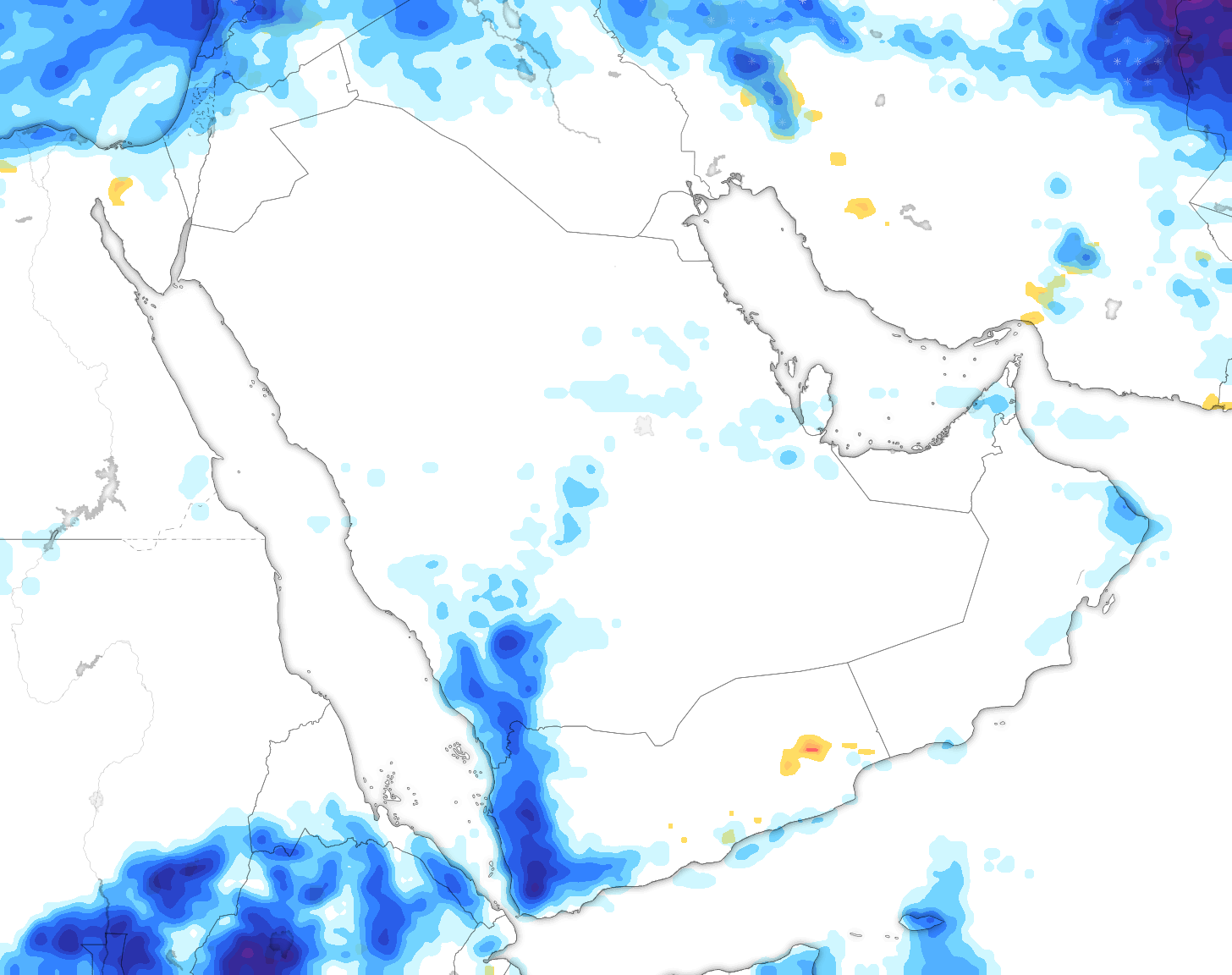 خريطة توقعات الأمطار في السعودية