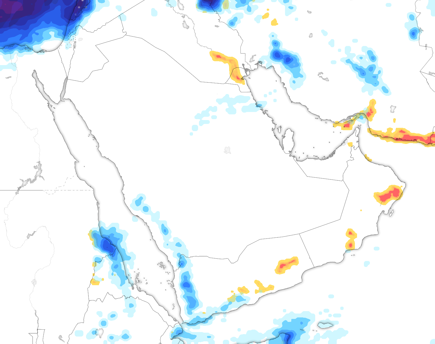 خريطة توقعات الأمطار في السعودية
