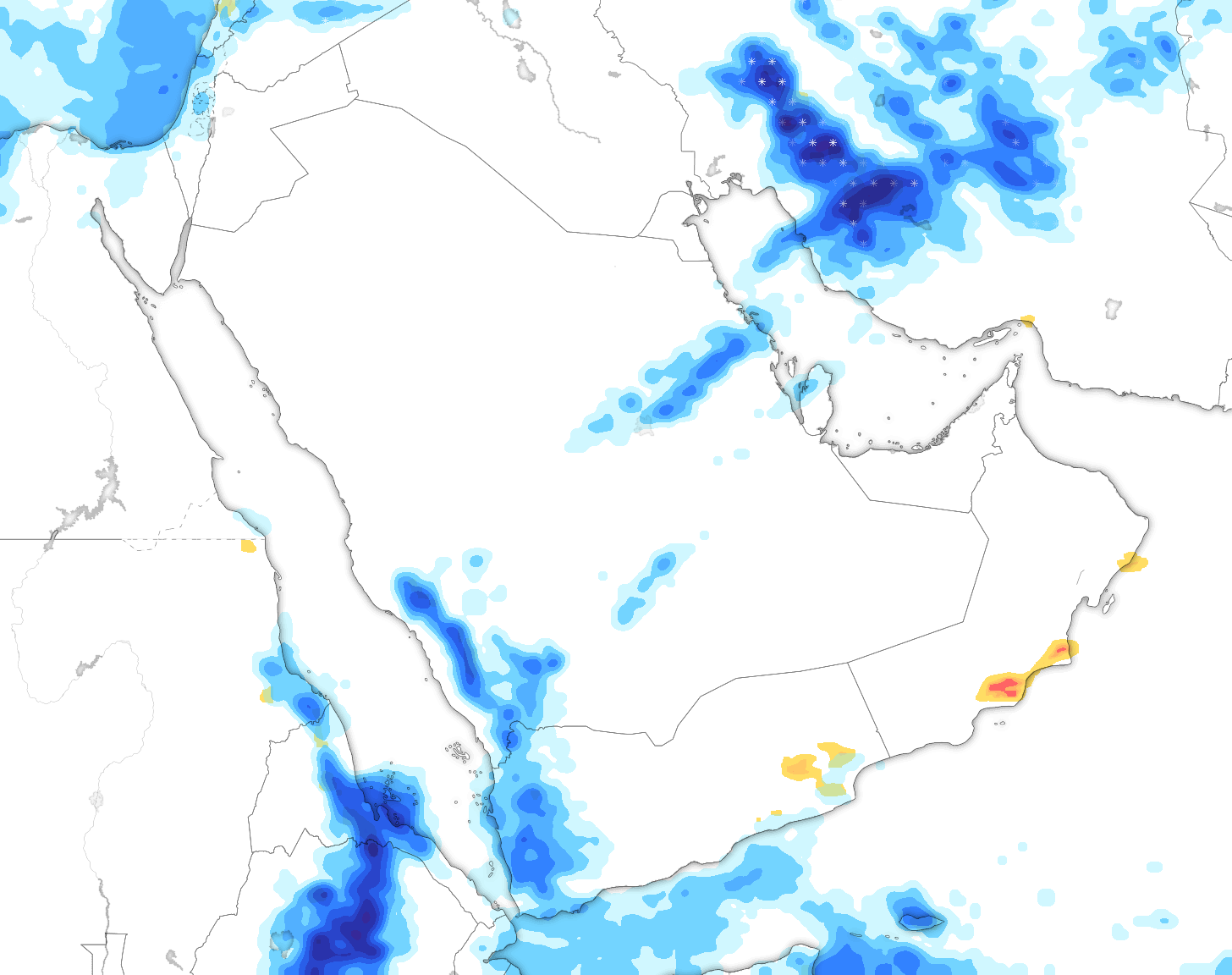 خريطة توقعات الأمطار في السعودية