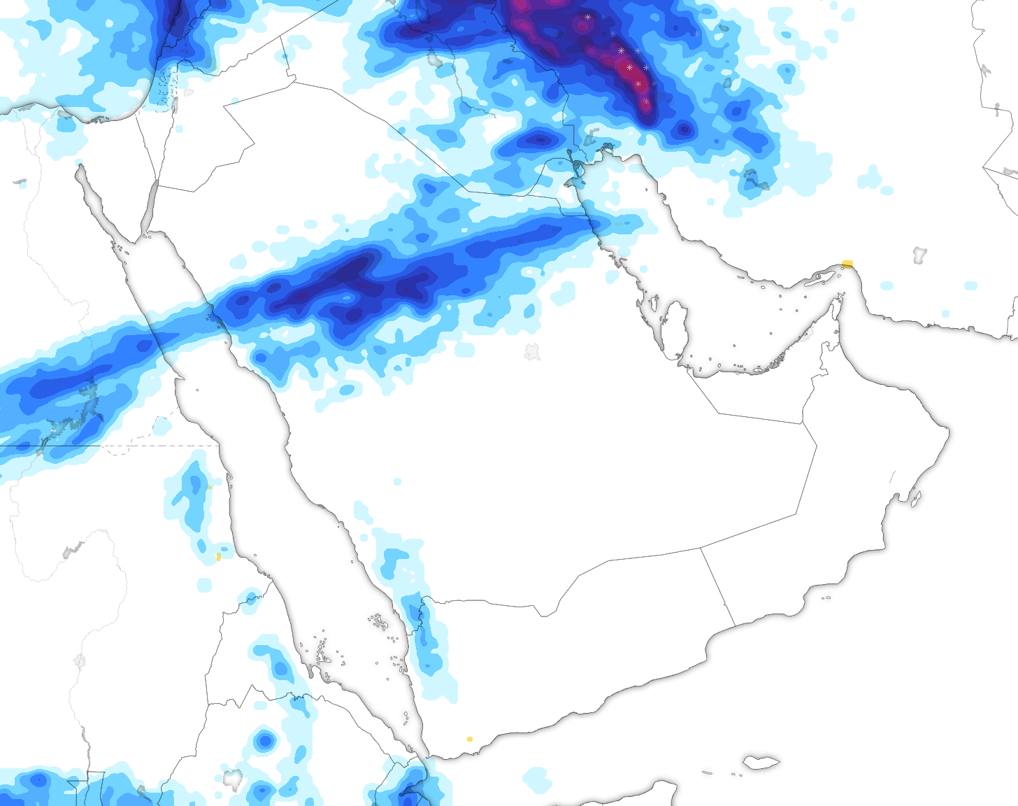 خريطة توقعات الأمطار في السعودية