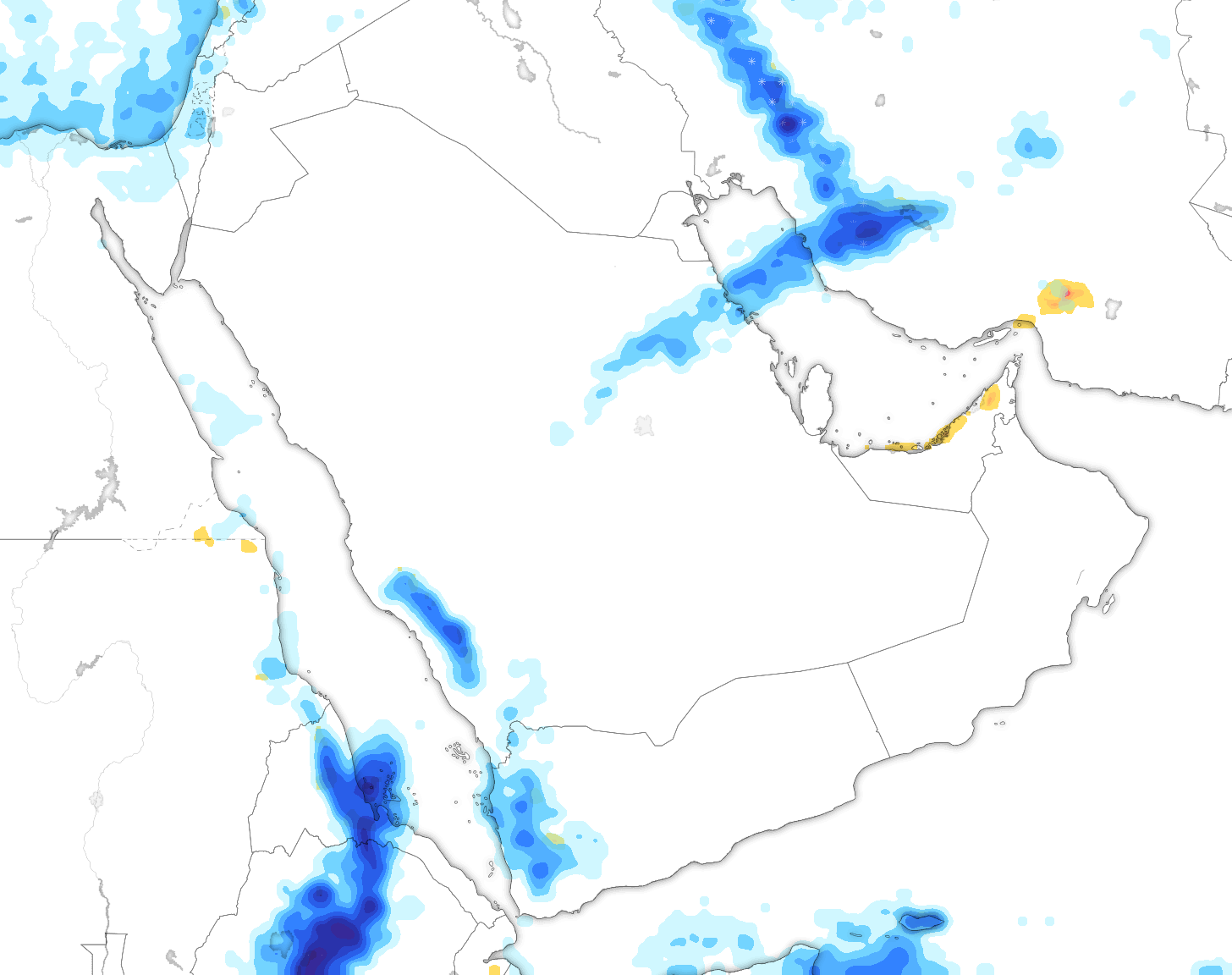 خريطة توقعات الأمطار في السعودية