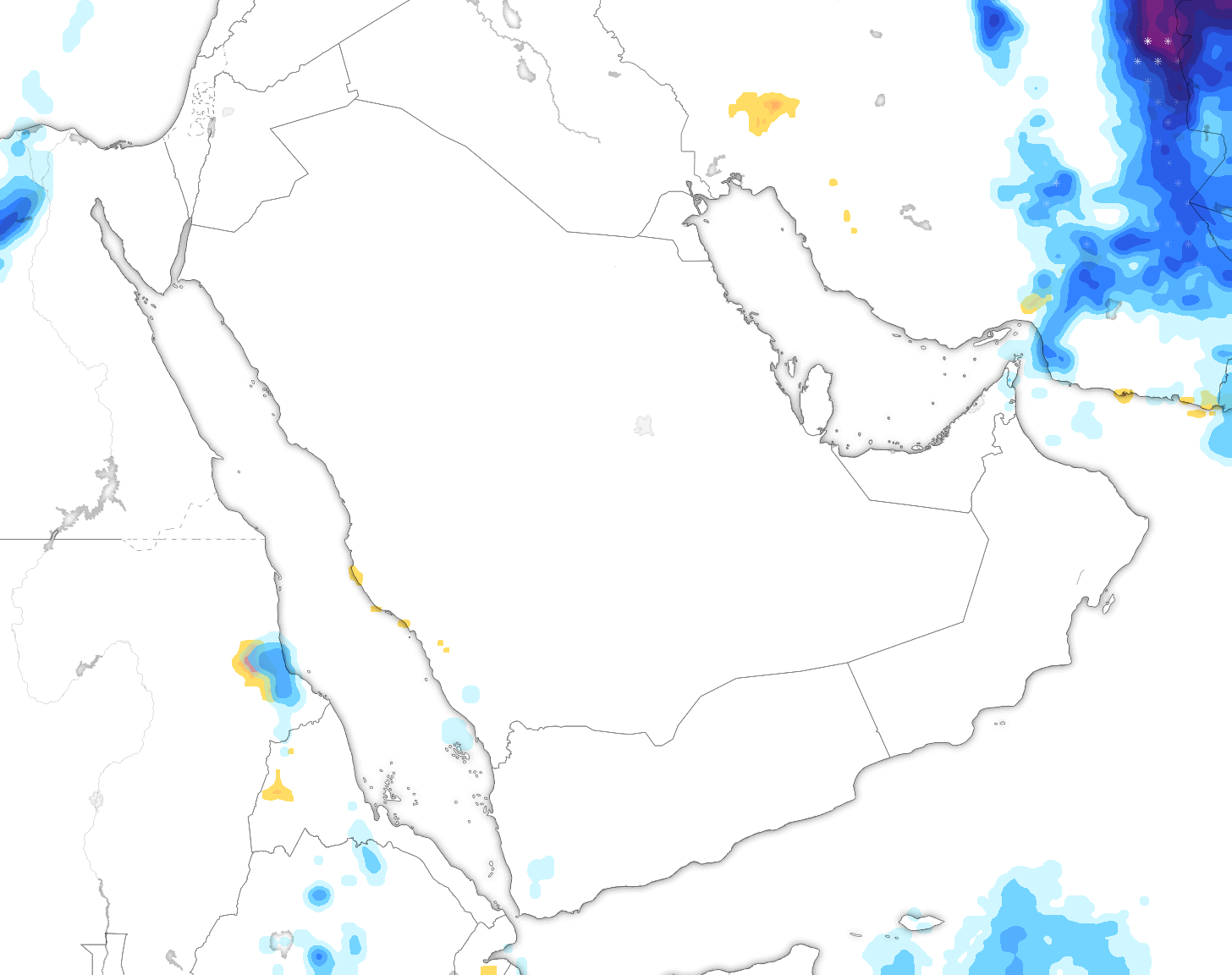 خريطة توقعات الأمطار في السعودية