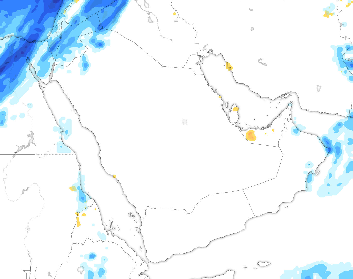 خريطة توقعات الأمطار في السعودية