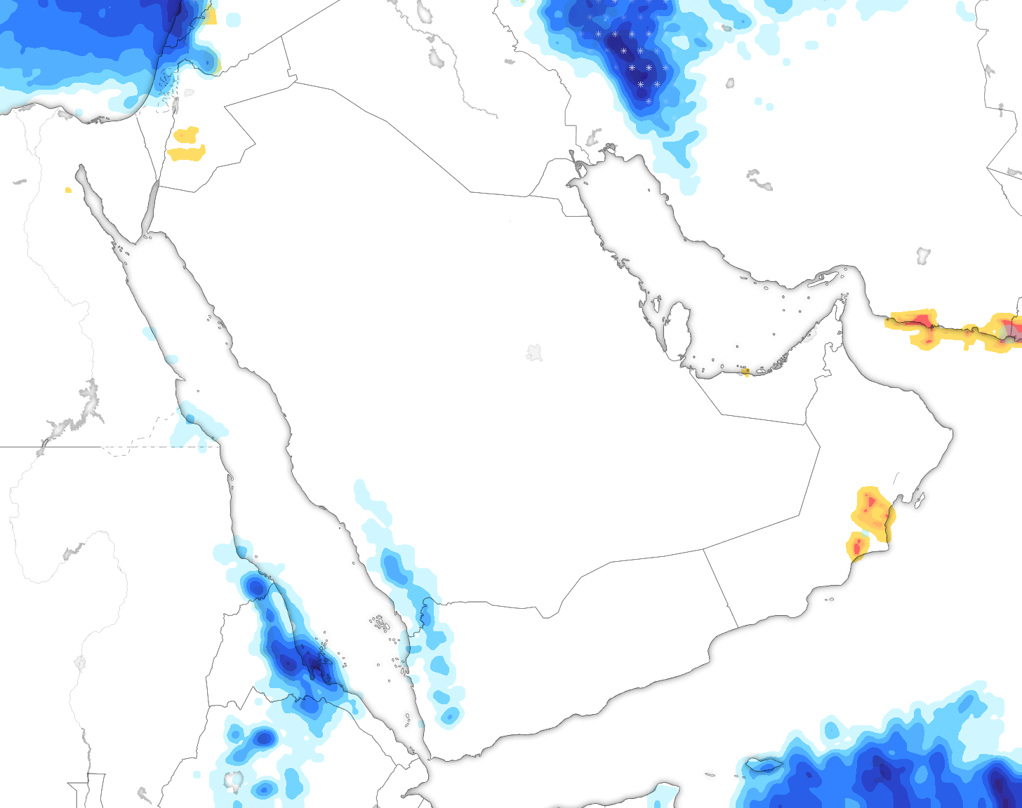 خريطة توقعات الأمطار في السعودية