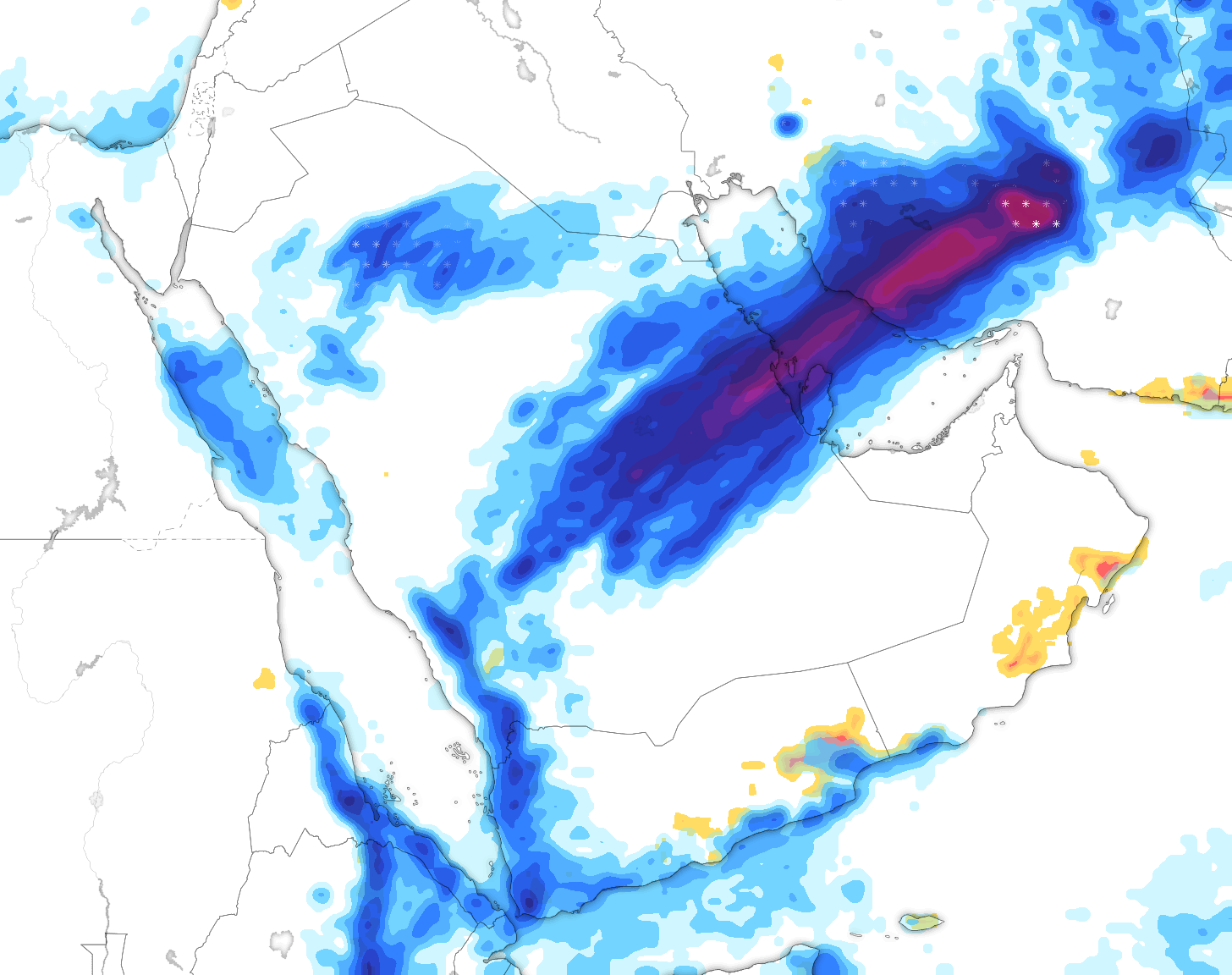 خريطة توقعات الأمطار في السعودية