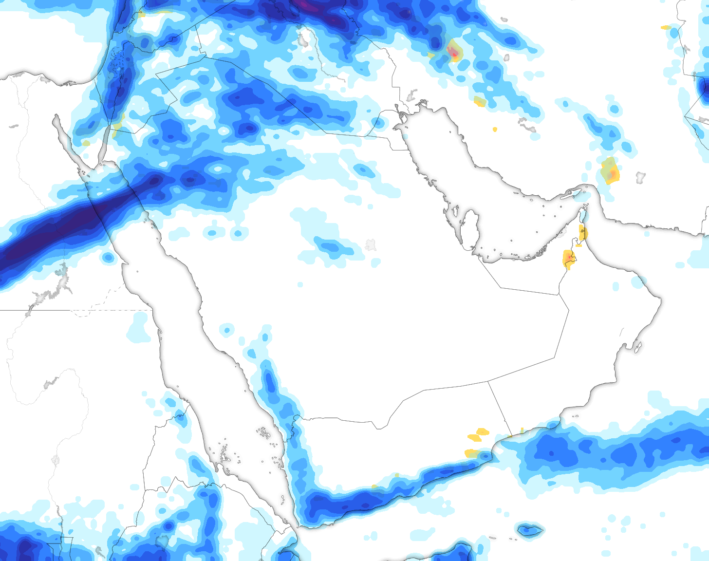 خريطة توقعات الأمطار في السعودية