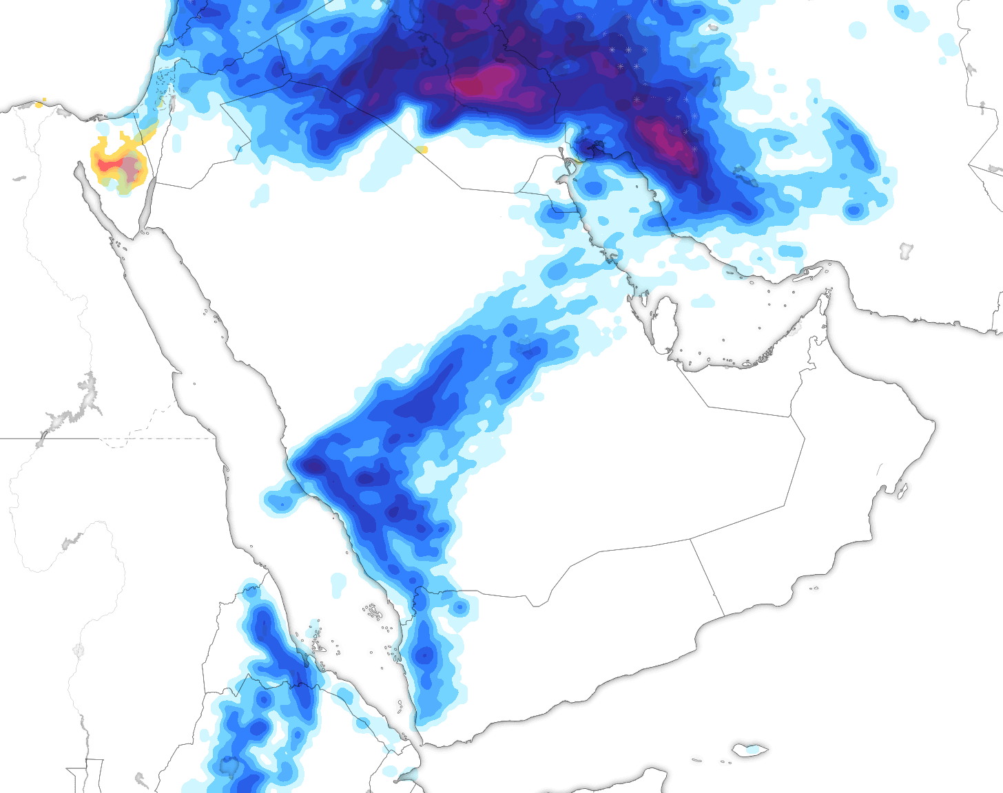 خريطة توقعات الأمطار في السعودية