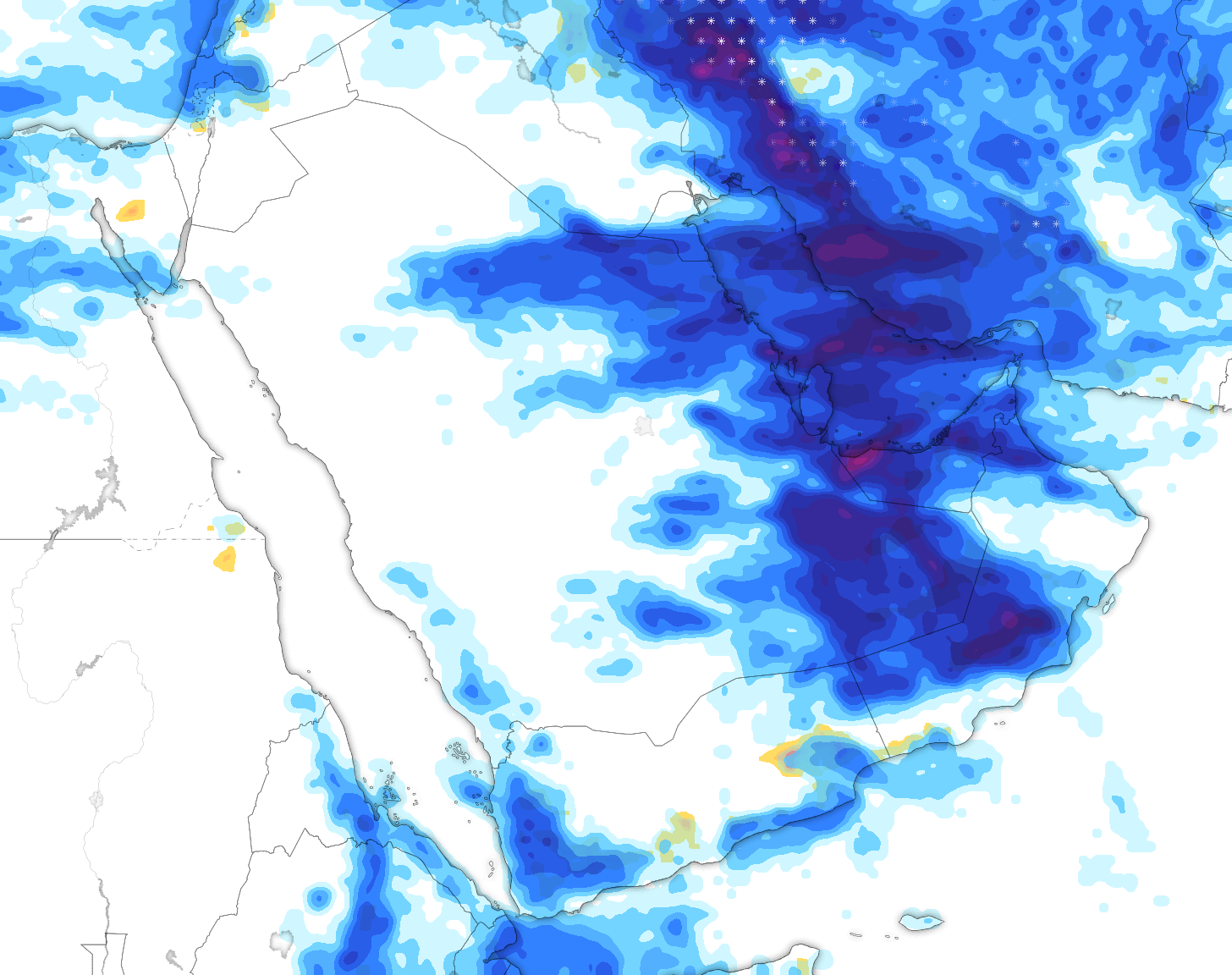 خريطة توقعات الأمطار في السعودية