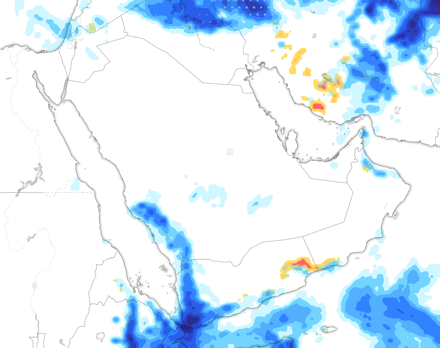 خريطة توقعات الأمطار في السعودية