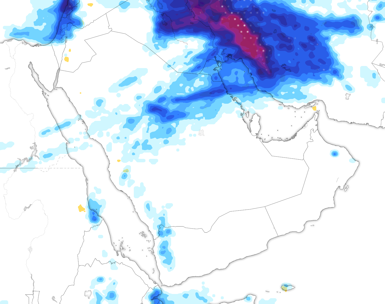 خريطة توقعات الأمطار في السعودية
