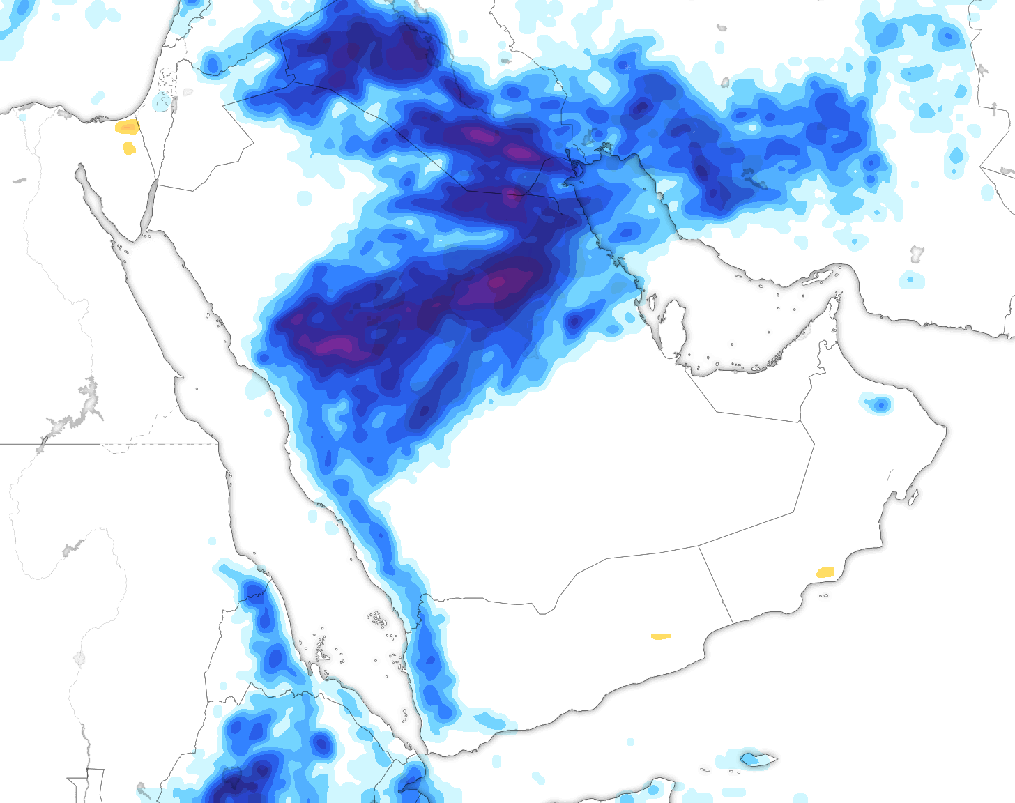 خريطة توقعات الأمطار في السعودية