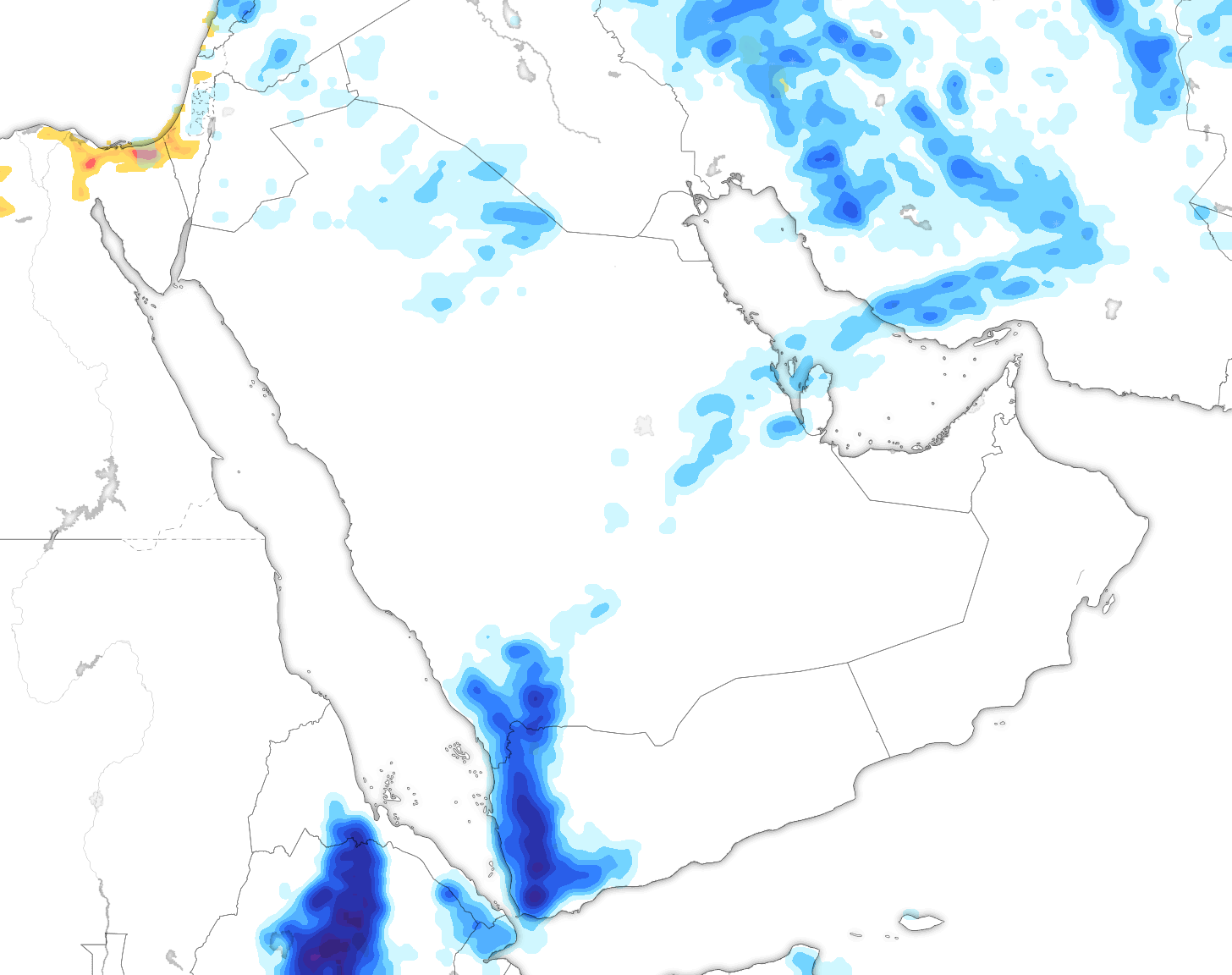 خريطة توقعات الأمطار في السعودية