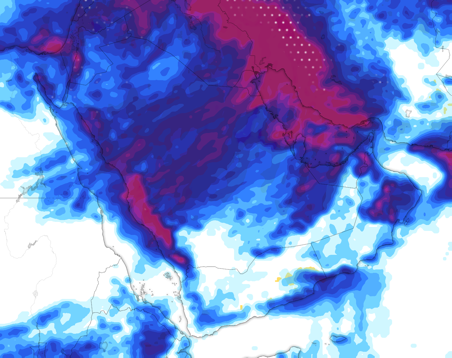 خريطة توقعات الأمطار في السعودية