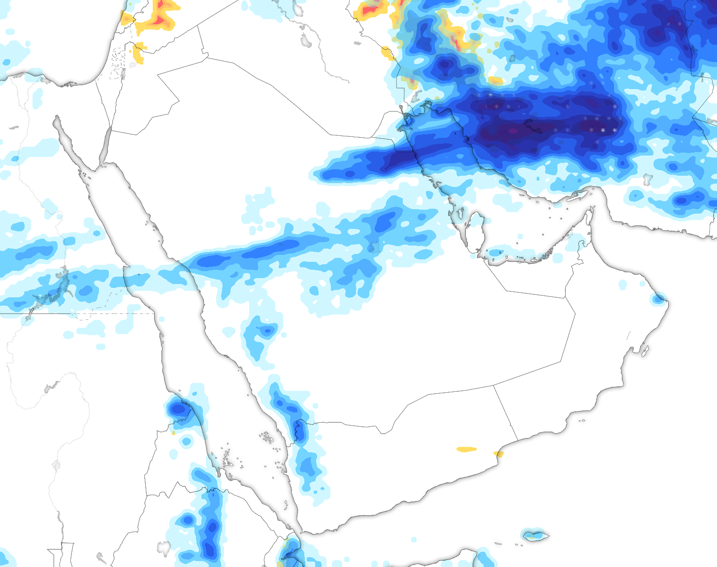 خريطة توقعات الأمطار في السعودية