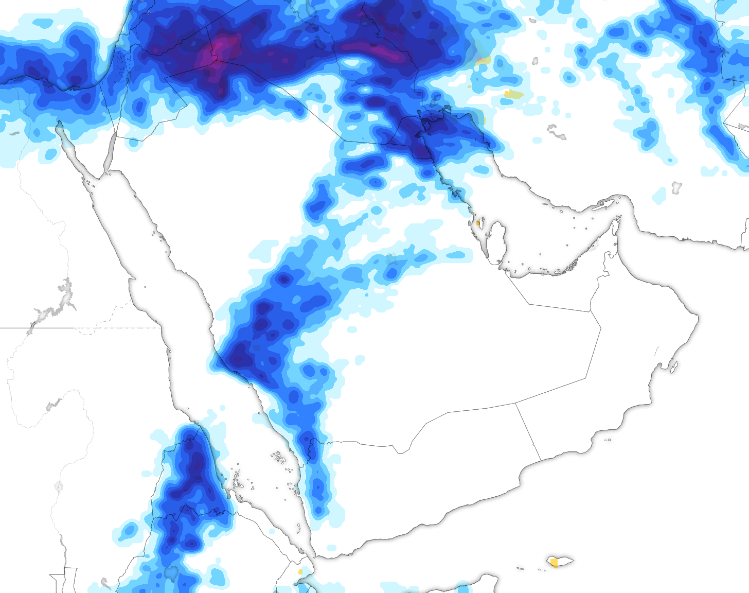 خريطة توقعات الأمطار في السعودية