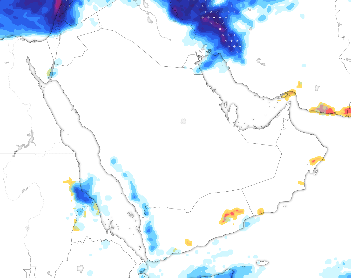 خريطة توقعات الأمطار في السعودية