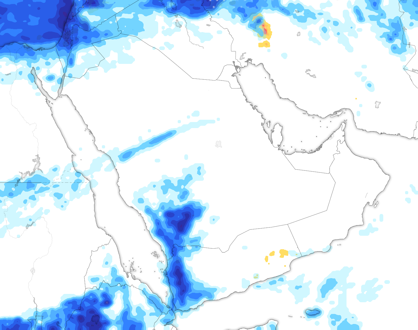 خريطة توقعات الأمطار في السعودية