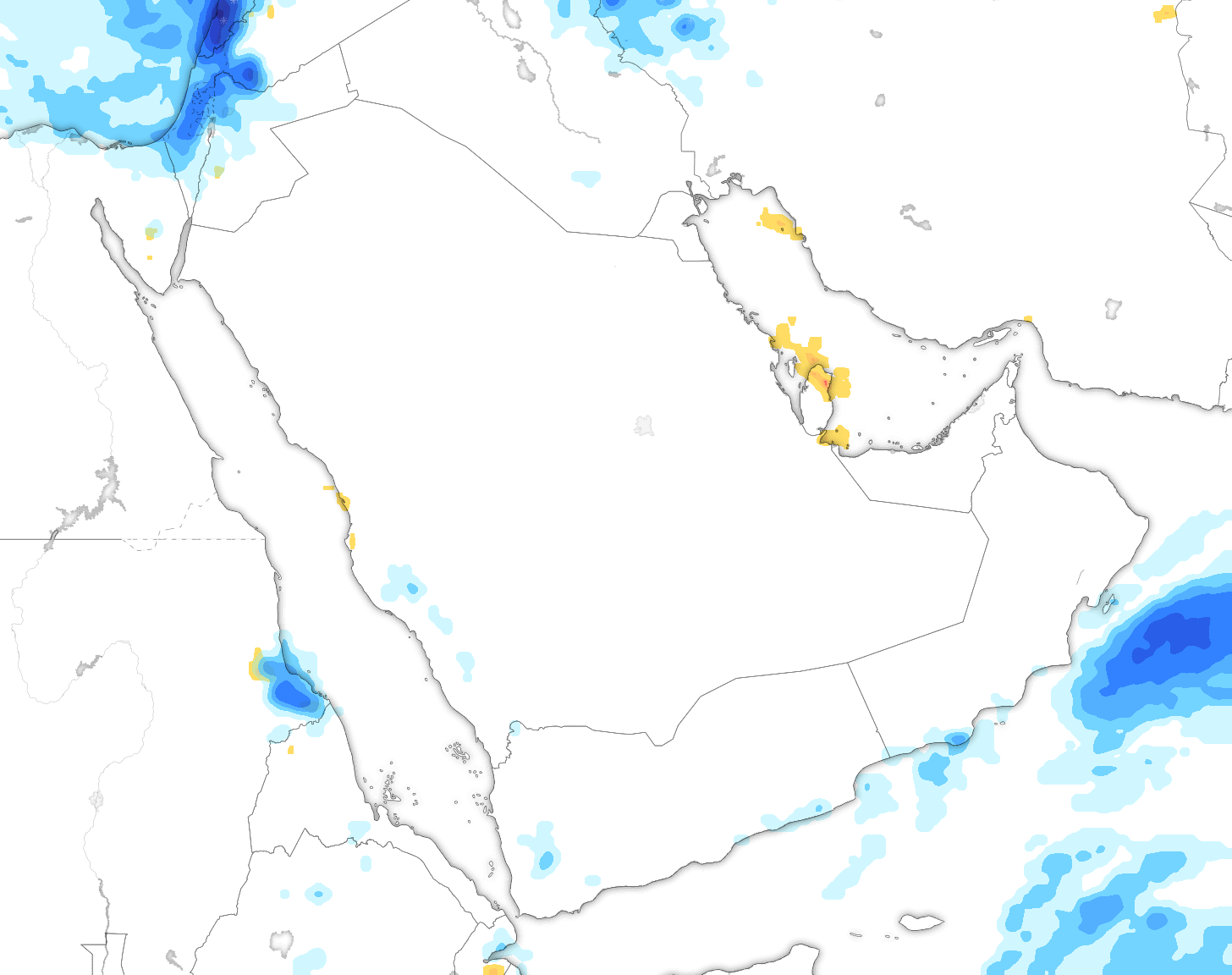 خريطة توقعات الأمطار في السعودية