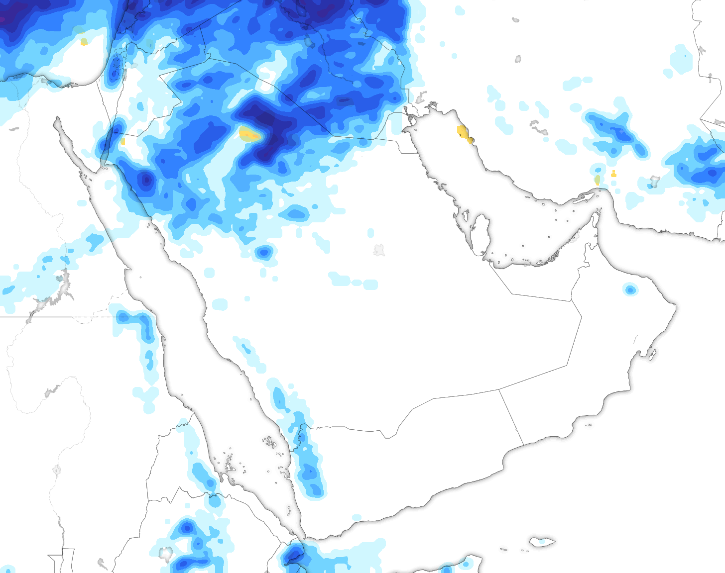 خريطة توقعات الأمطار في السعودية