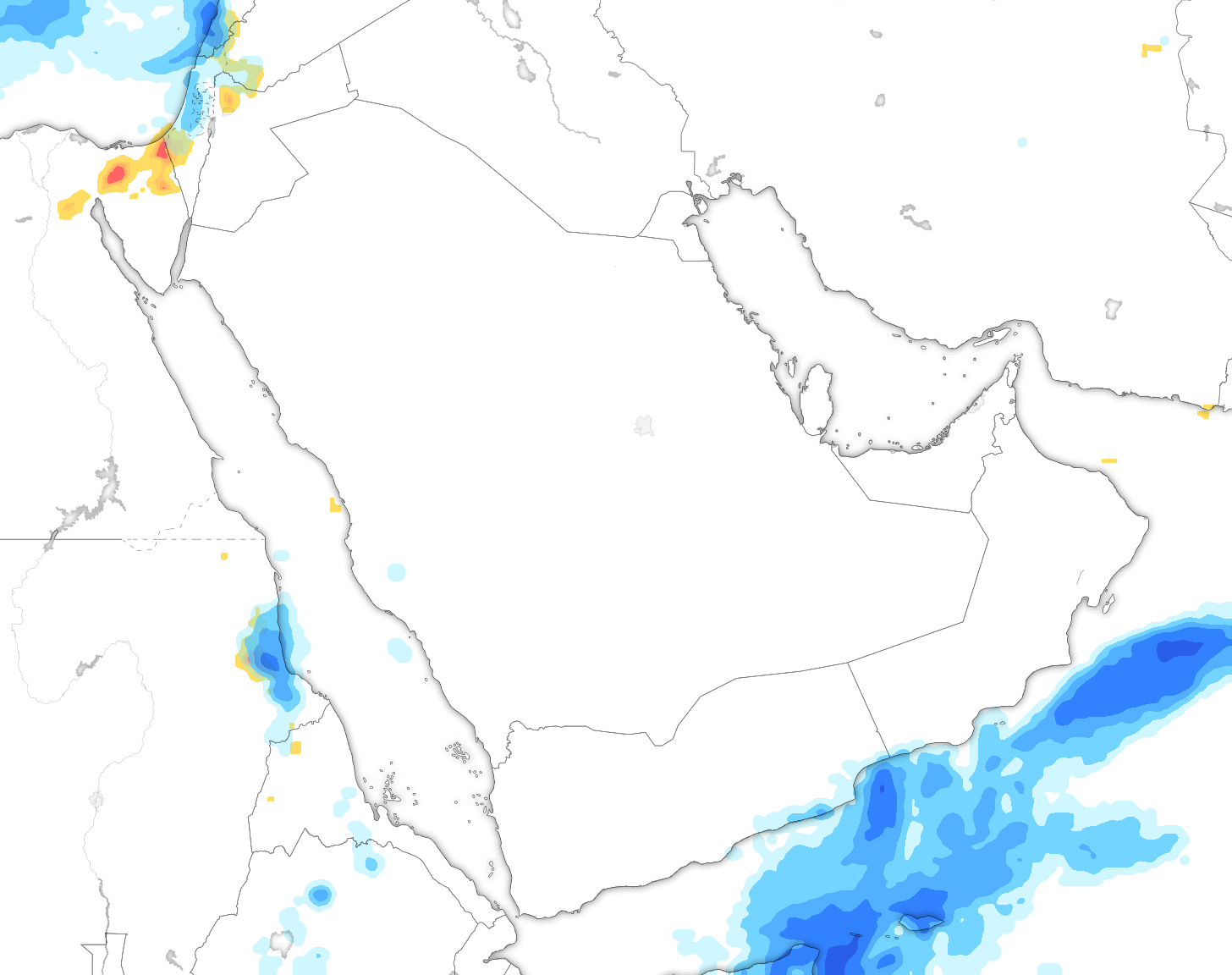 خريطة توقعات الأمطار في السعودية