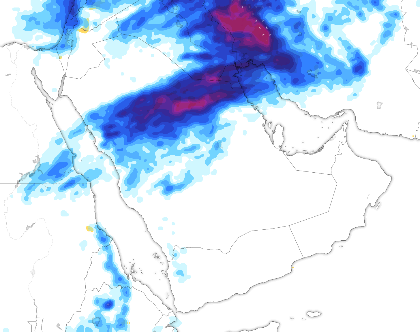 خريطة توقعات الأمطار في السعودية