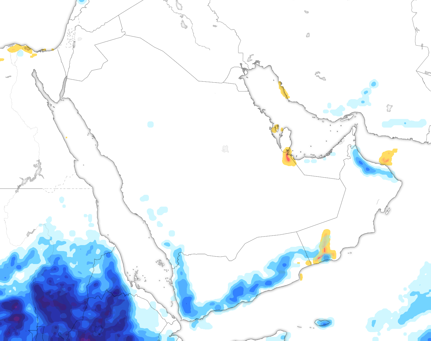 خريطة توقعات الأمطار في السعودية
