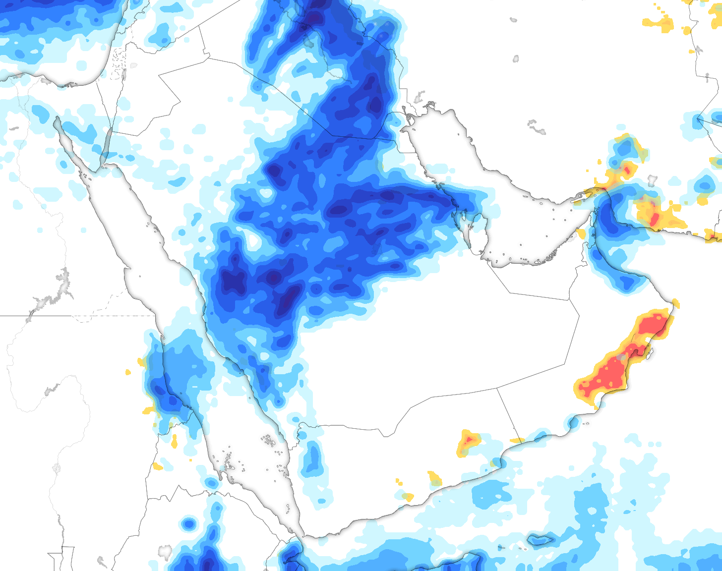 خريطة توقعات الأمطار في السعودية