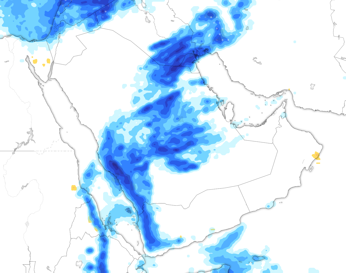 خريطة توقعات الأمطار في السعودية