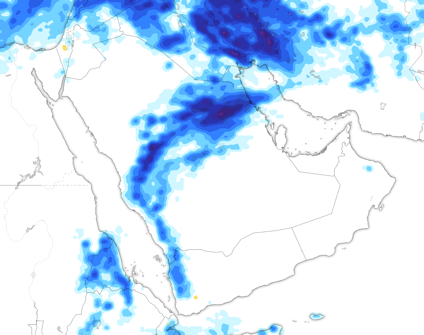 خريطة توقعات الأمطار في السعودية
